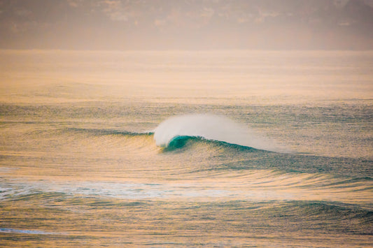A simple A frame wave breaking on a cold winter morning at Torrey Pines.